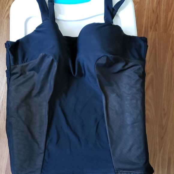 42C Cacique Black/Brown Fitted Tankini XL - Picture 1 of 4